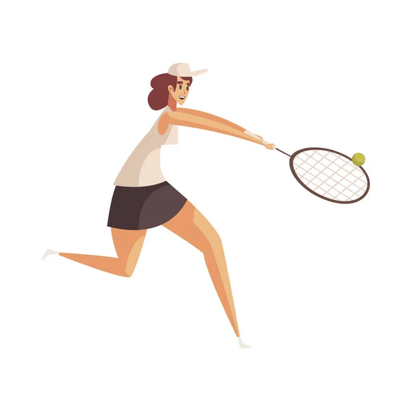 Girl Playing Tennis Composition — Stock Vector