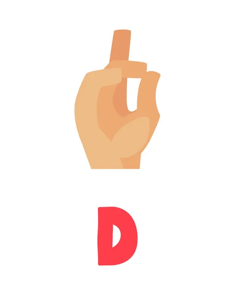Alfabeto sordo D Composición — Vector de stock