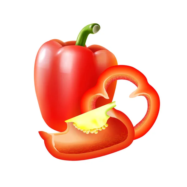 Realistic Pepper Vegetable Composition — стоковый вектор