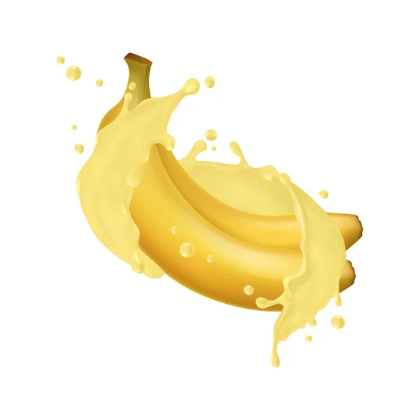 Banana Fruit Splash Composition - Stok Vektor