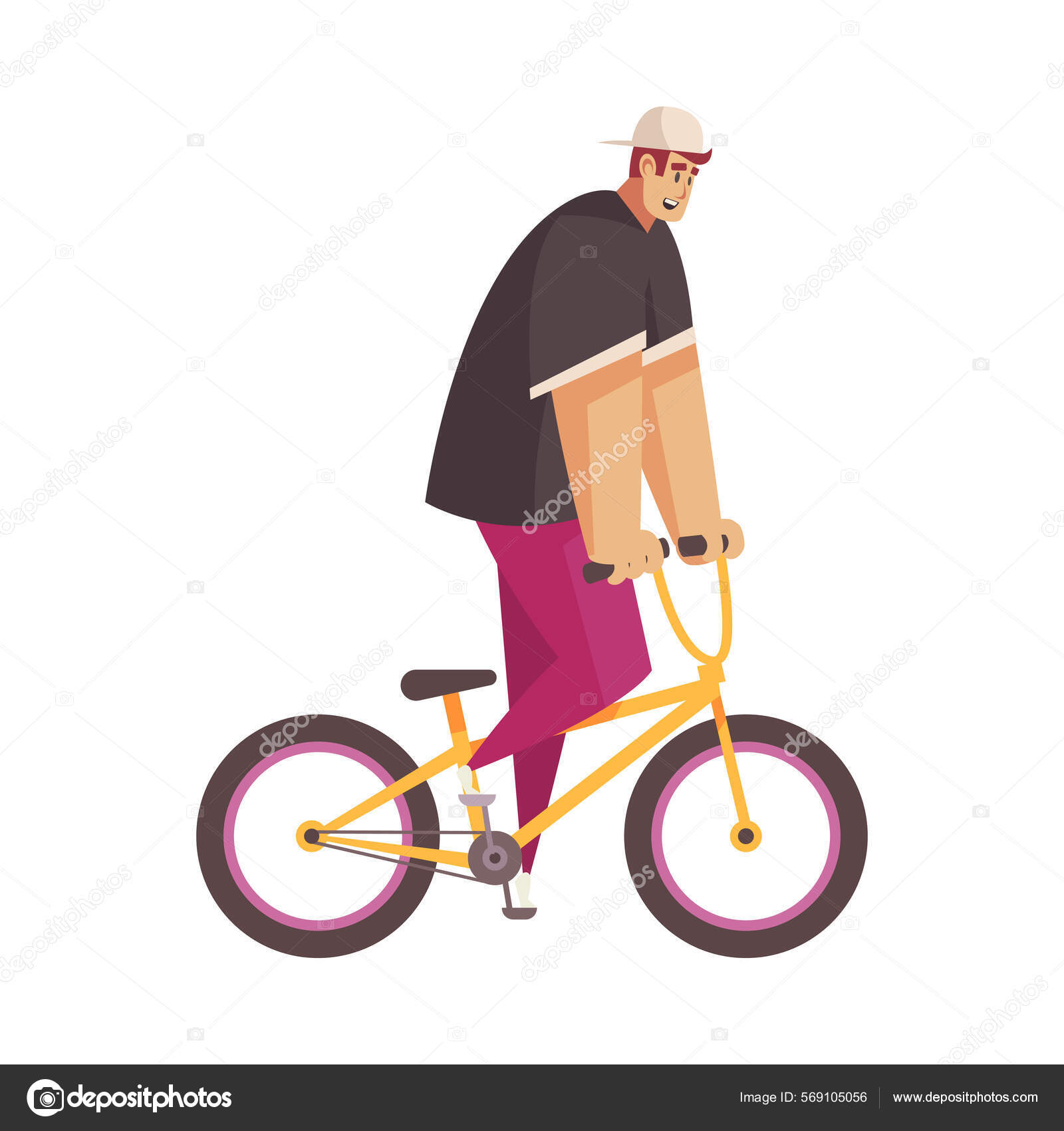 Guy Riding BMX Composition Векторное Изображение ©macrovector.