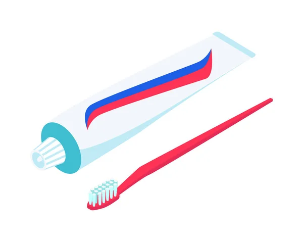 Зубна щітка і зубна паста Композиція — стоковий вектор