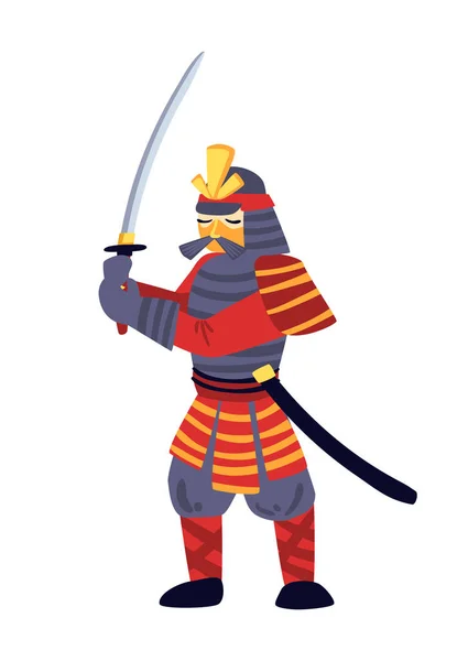 Ancient Japanese Warrior Composition — Stockvector