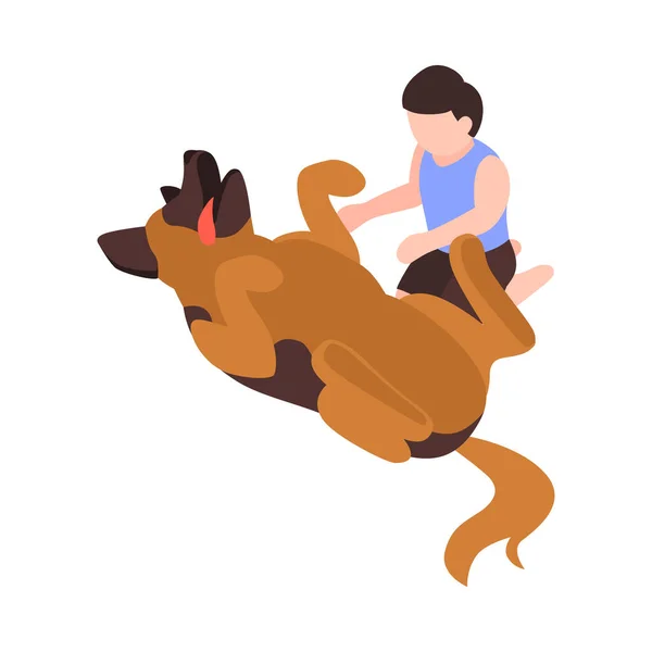 Girl Cherishing Dog Composition — Stock Vector