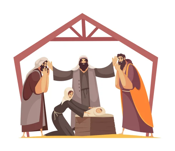 Nacimiento de Jesús Composición — Vector de stock