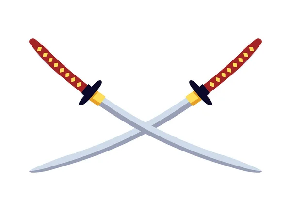 Composición de espadas cruzadas Katana — Archivo Imágenes Vectoriales