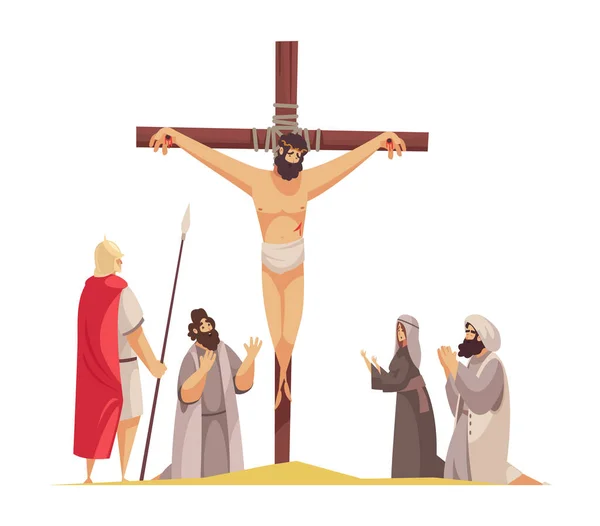 Nailed Jesus Scene Composition — Stock Vector