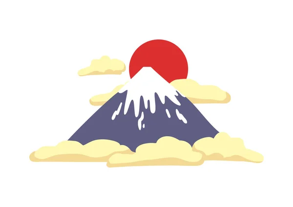 Fuji Mountain Sunset Sammansättning — Stock vektor
