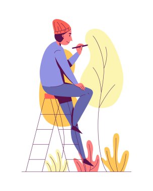 Duvar Ağaçları Kompozisyonu Çiziliyor