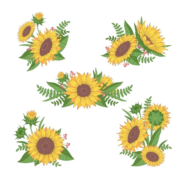 Cartoon Sunflowers Collection — Stock Vector
