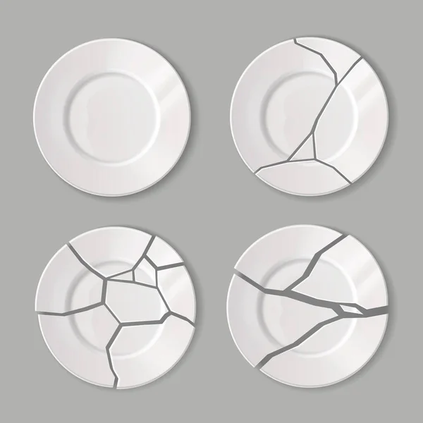 Set de vaisselle cassé — Image vectorielle