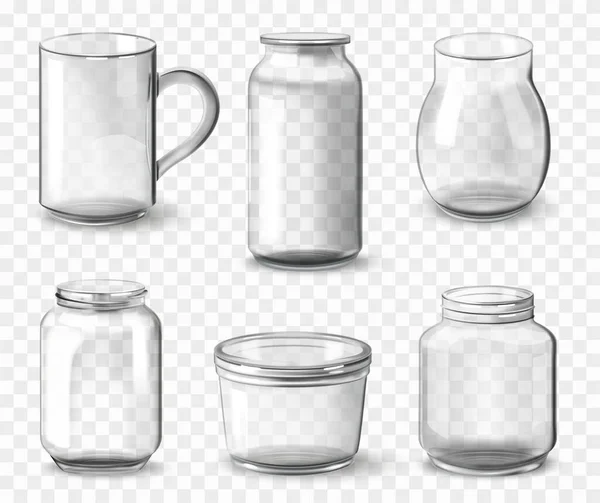 Pots en verre réalistes Set — Image vectorielle