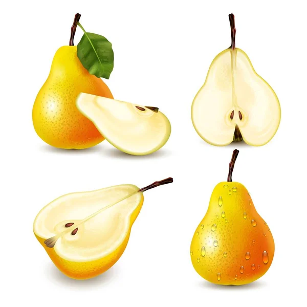 Realistic Pear Yellow — Stock Vector