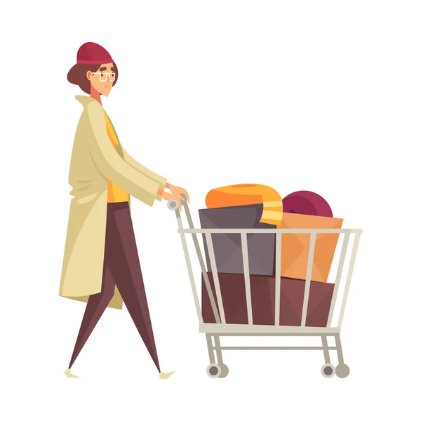 貧しい女性のショッピング組成物 — ストックベクタ