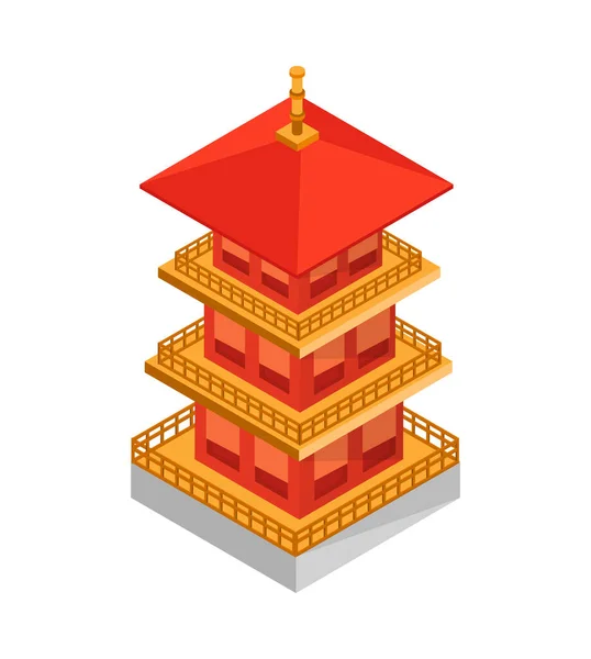 Japan Tower House Composition — Stock Vector