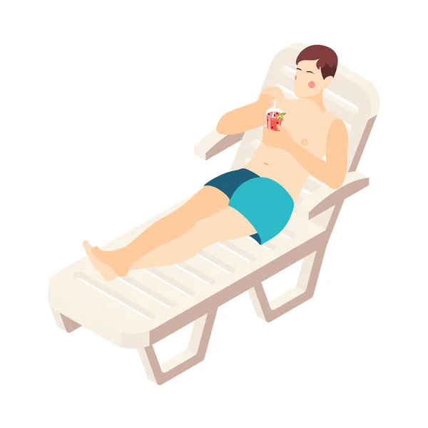 Relaxante Homem Aquapark Composição — Vetor de Stock