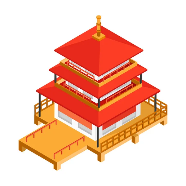 Komposisi Isometrik Rumah Jepang - Stok Vektor