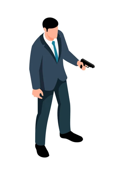 Agent Pointing Pistol Composition — Stock Vector