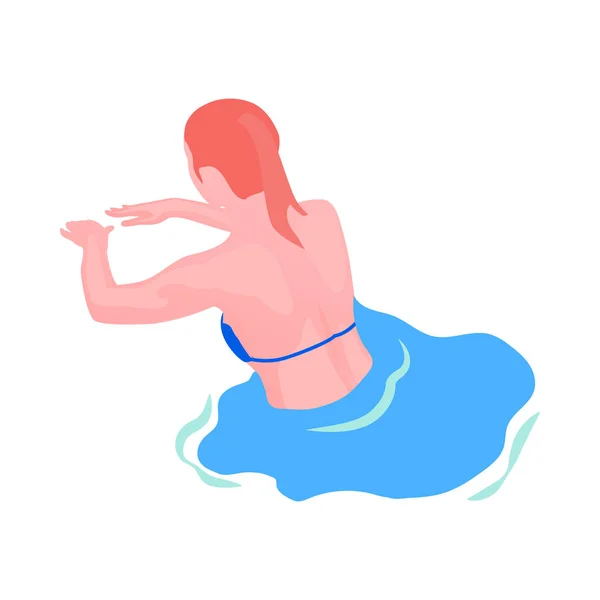 Vrouw water drijvende samenstelling — Stockvector