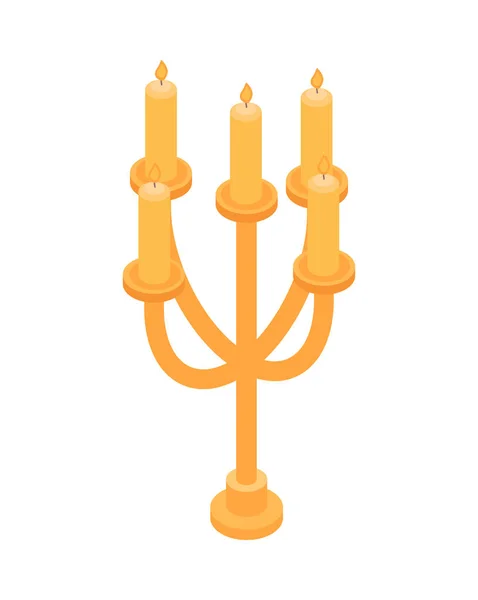 Composizione della candela medievale isometrica — Vettoriale Stock