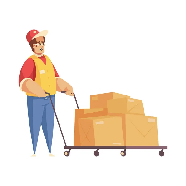 Trolley Cart Delivery Composition — Stock Vector