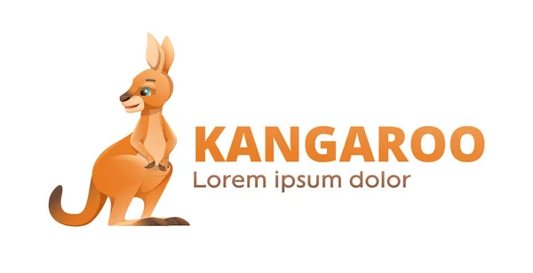 Tekenfilm Schattig Klein Kangoeroe Met Bewerkbare Tekst Witte Achtergrond Vector — Stockvector