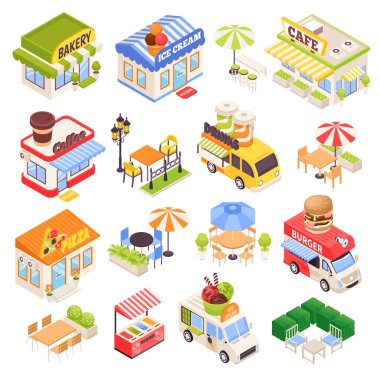 Isometric Sokak Kafe Seti