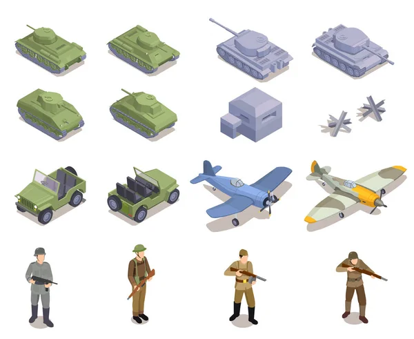 Serie di veicoli militari della seconda guerra mondiale — Vettoriale Stock