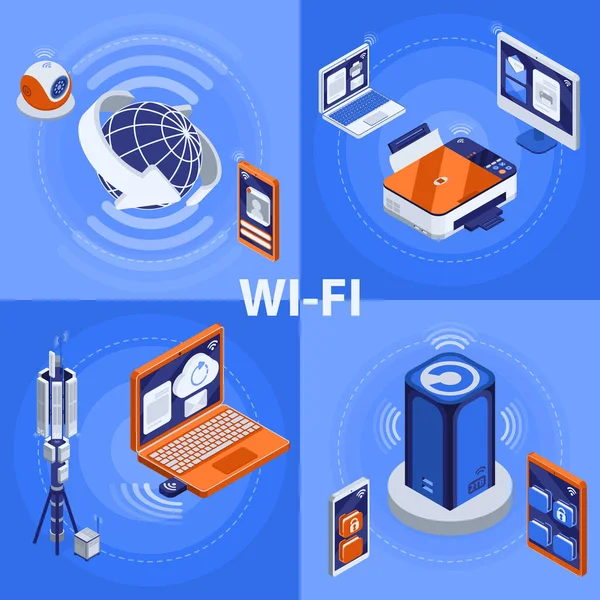 Tecnologia wireless Concetto Icone Set — Vettoriale Stock