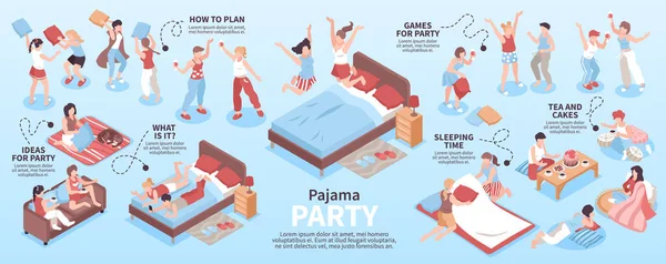 Infographie de soirée pyjama — Image vectorielle