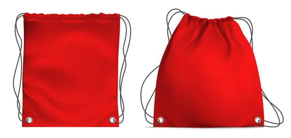 Anzeigenillustration Der Roten Kordelzug Tasche Für Fitness Wandern Und Aktiven — Stockvektor