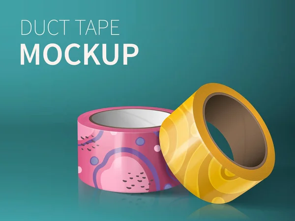 Duct Tape Mockup Composition Réaliste Avec Texte Modifiable Deux Rouleaux — Image vectorielle