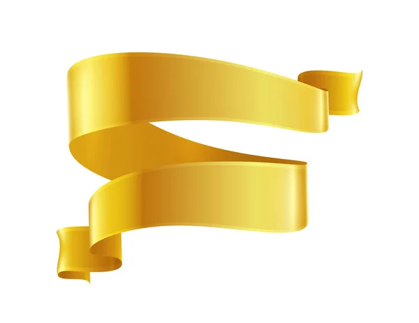Χρυσές Κορδέλες Ρεαλιστική Σύνθεση Πολύχρωμη Απομονωμένη Εικόνα Εορταστικού Σχήματος Κυλίνδρου — Διανυσματικό Αρχείο