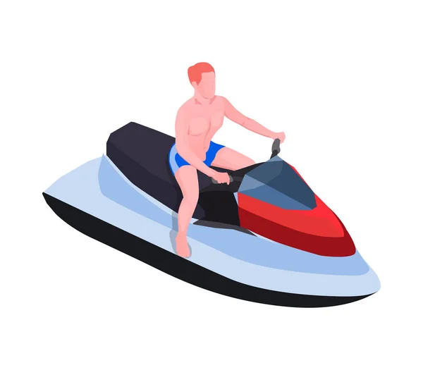 Water Sports Isometric Composition Human Character Athlete Aqua Sport Equipment — Stockvektor