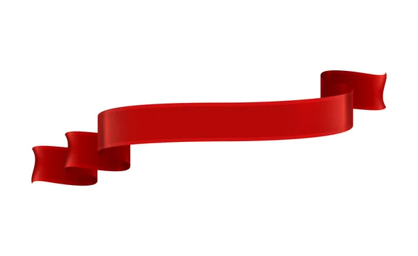 Röda Band Realistisk Sammansättning Med Färgstark Isolerad Bild Festlig Rulle — Stock vektor