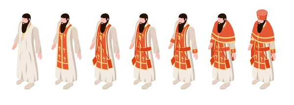 Set Isométrico Cristiano Ortodoxo Con Símbolos Religiosos Ilustración Vectorial Aislada — Vector de stock