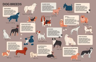 Köpek ana hatlarını düzenlenebilir metin başlıkları illüstrasyonlu köpek yavrularının karalama stili resimleriyle çizer