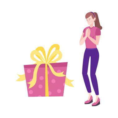 Mutlu insan vektör illüstrasyonunun izole edilmiş insan karakteriyle doğum günü kutlaması kompozisyonu