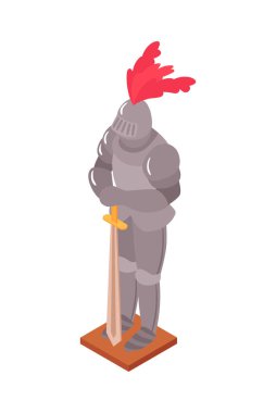 Isometric ortaçağ kalesi kraliyet salonu iç kompozisyonu boş arkaplan vektör illüstrasyonunda yalıtılmış iç element