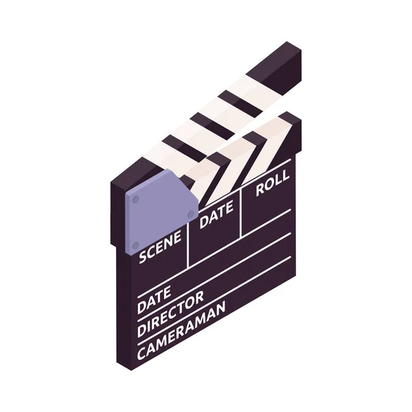 Isometrische Cinema Compositie Met Geïsoleerde Film Industrie Icoon Blanco Achtergrond — Stockvector