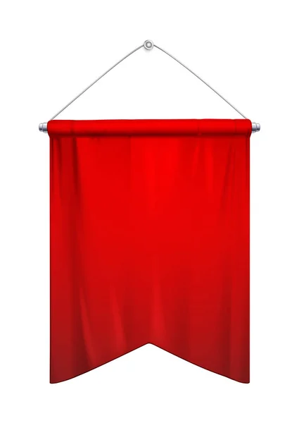 Pennants Vermelho Composição Realista Com Imagem Isolada Pennon Vazio Pendurado — Vetor de Stock