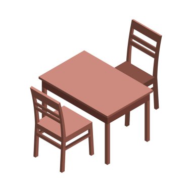 Boş arkaplan vektör illüstrasyonunda izole edilmiş mobilyalarla özel iç izometrik bileşim