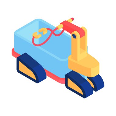 Boş arkaplan vektör illüstrasyonunda robot otomasyon bileşimi izole edilmiş robot makine görüntüsü