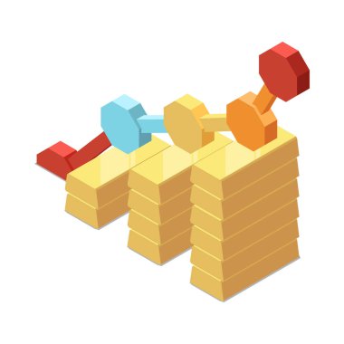 Boş arkaplan vektörü illüstrasyonuna izole edilmiş finansal konseptle çevrimiçi ticaret izometrik bileşimi