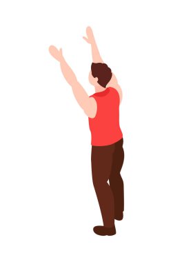 Siber spor müsabakası izometrik kompozisyonu siber spor fan vektör ilüstrasyonunun izole edilmiş insan karakteriyle