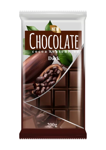 Chocolate Publicidade Composição Realista Com Imagem Isolada Marca Choco Bar —  Vetores de Stock