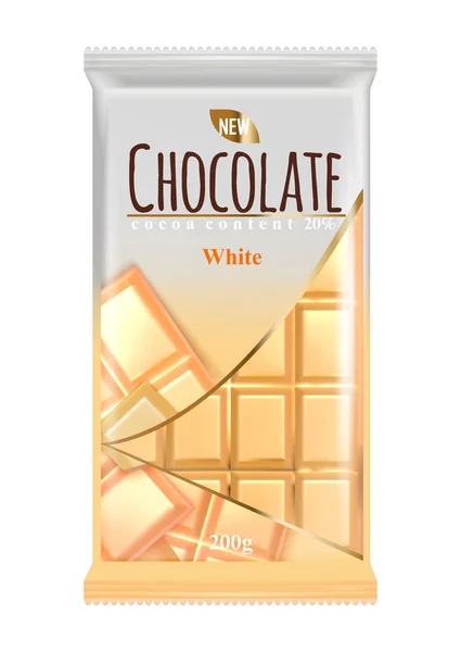 Chocolade Reclame Realistische Samenstelling Met Geïsoleerd Beeld Van Branded Choco — Stockvector