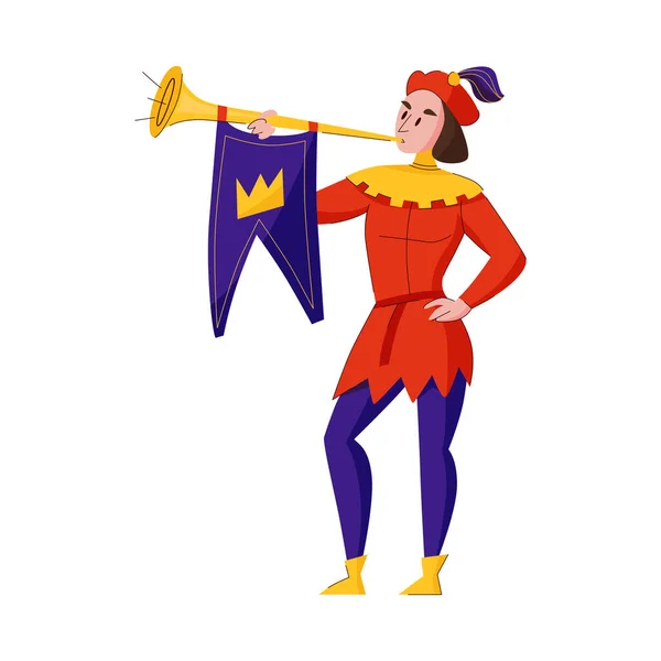 Middeleeuwse Koninkrijk Draak Compositie Met Platte Geïsoleerde Afbeelding Van Sprookjesfiguur — Stockvector