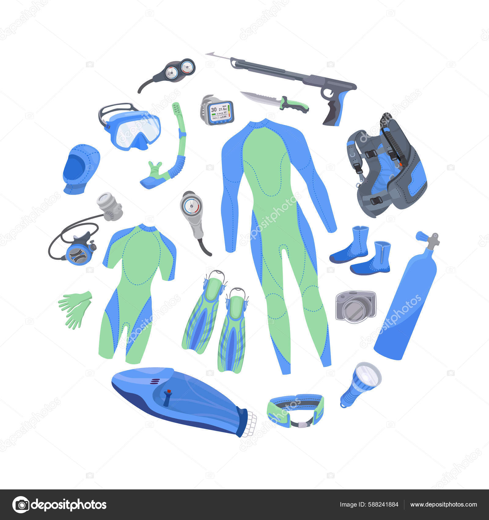 Mergulho Snorkeling ícones Isométricos Com Personagens Humanos