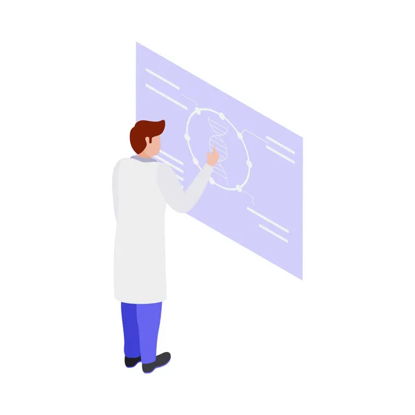 Gmo Bio Ingénierie Composition Isométrique Avec Caractère Humain Scientifique Dans — Image vectorielle